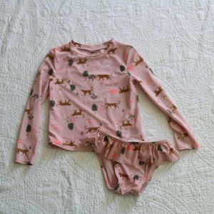 Old Navy Girls 5T Rashguard Bathing Suit with Frill Bathing Suit Bottom